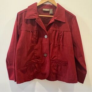 ✅Vintage Jane Ashley  large Burgundy red cropped Jacket coat 3/4 sleeves blazer